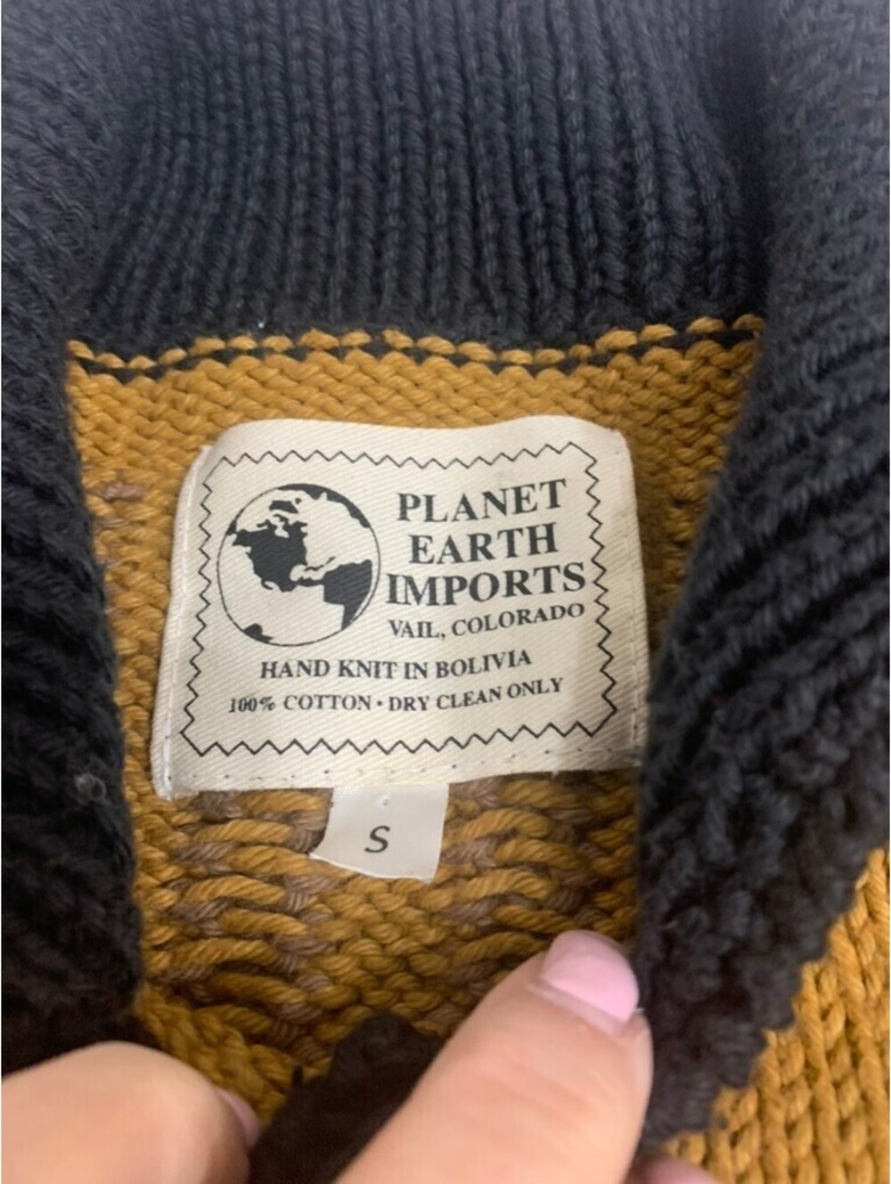 Planet Earth Imports Hand Knit Bolivia Cotton Southwestern Cardigan S - Picture 3 of 7